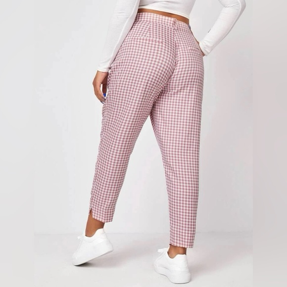 NWOT Gingham Slant Artsy Pocket Pants Pink and White Checkered Sz 1XL(14) - Picture 3 of 9
